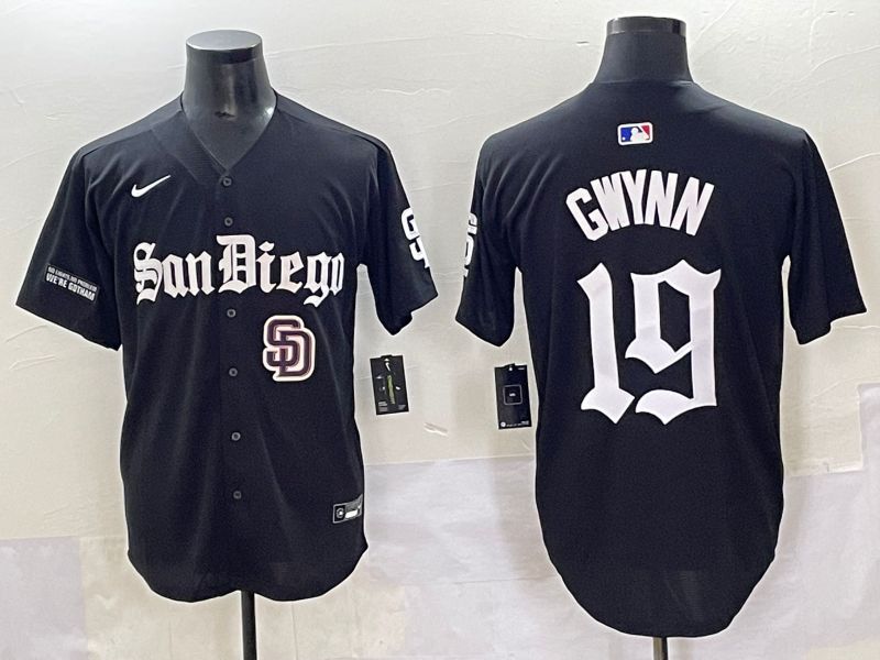Men 2025 San Diego Padres #19 Gwynn Black Five generations Joint Name Nike MLB Jersey style 18->san diego padres->MLB Jersey